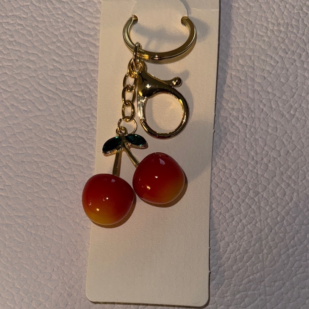 Cherry Keychain with Gold Accents (B)